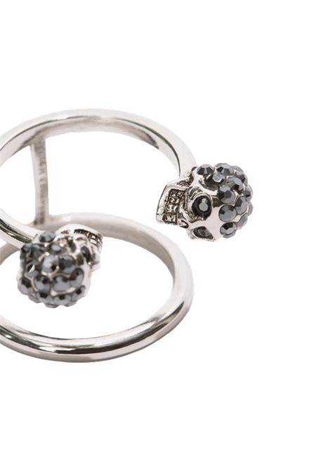 Anello Doppio Twin Skull Argento Anticato ALEXANDER MCQUEEN | 553656-J160Y1177
